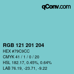 Color code: RGB 121 201 204 | qconv.com