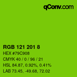 Color code: RGB 121 201 8 | qconv.com