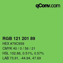Color code: RGB 121 201 89 | qconv.com