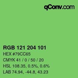 Color code: RGB 121 204 101 | qconv.com