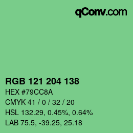 Color code: RGB 121 204 138 | qconv.com