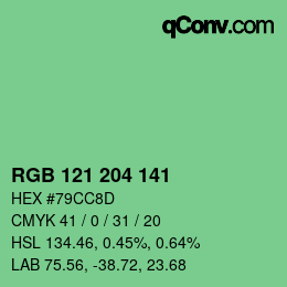 Color code: RGB 121 204 141 | qconv.com