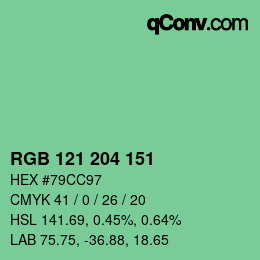 Color code: RGB 121 204 151 | qconv.com