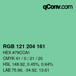 Color code: RGB 121 204 161 | qconv.com