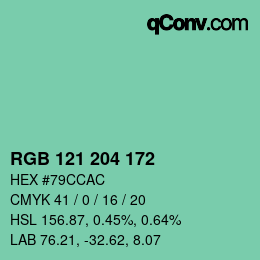 Color code: RGB 121 204 172 | qconv.com
