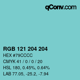 Color code: RGB 121 204 204 | qconv.com