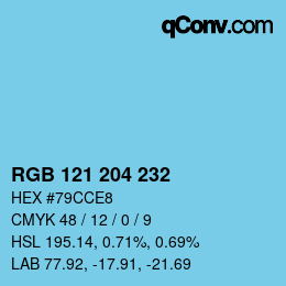 Color code: RGB 121 204 232 | qconv.com