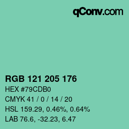 颜色代码: RGB 121 205 176 | qconv.com