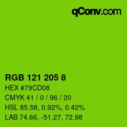 カラーコード: RGB 121 205 8 | qconv.com