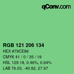 カラーコード: RGB 121 206 134 | qconv.com