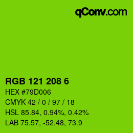 カラーコード: RGB 121 208 6 | qconv.com