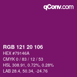 Color code: RGB 121 20 106 | qconv.com