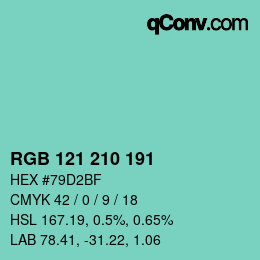 Color code: RGB 121 210 191 | qconv.com