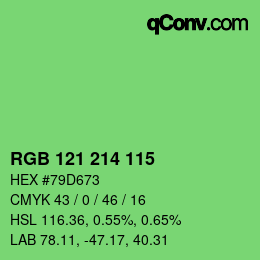 Color code: RGB 121 214 115 | qconv.com