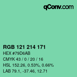 Color code: RGB 121 214 171 | qconv.com