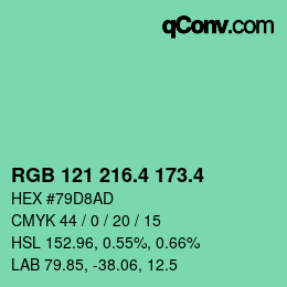 カラーコード: RGB 121 216.4 173.4 | qconv.com