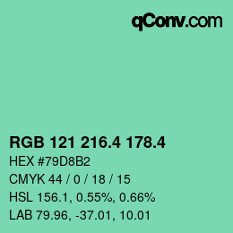 カラーコード: RGB 121 216.4 178.4 | qconv.com