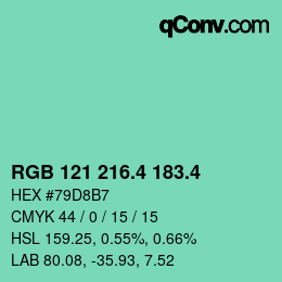 カラーコード: RGB 121 216.4 183.4 | qconv.com