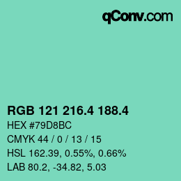 カラーコード: RGB 121 216.4 188.4 | qconv.com