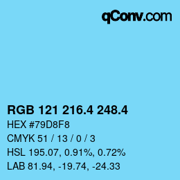 カラーコード: RGB 121 216.4 248.4 | qconv.com