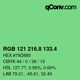 カラーコード: RGB 121 216.8 133.4 | qconv.com