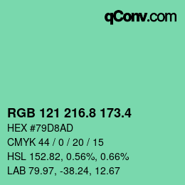 カラーコード: RGB 121 216.8 173.4 | qconv.com