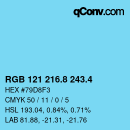 カラーコード: RGB 121 216.8 243.4 | qconv.com