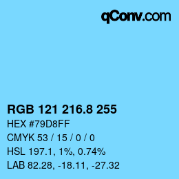 カラーコード: RGB 121 216.8 255 | qconv.com
