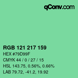 Color code: RGB 121 217 159 | qconv.com