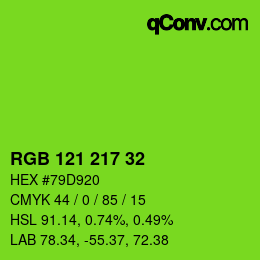 Color code: RGB 121 217 32 | qconv.com