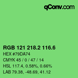 カラーコード: RGB 121 218.2 116.6 | qconv.com