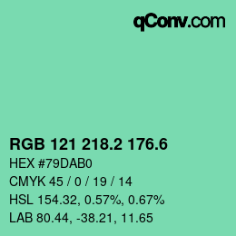 カラーコード: RGB 121 218.2 176.6 | qconv.com