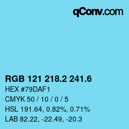 カラーコード: RGB 121 218.2 241.6 | qconv.com