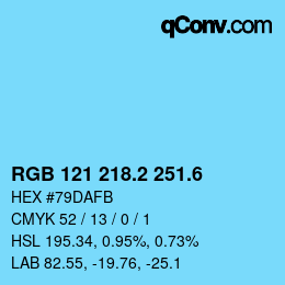 カラーコード: RGB 121 218.2 251.6 | qconv.com