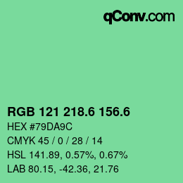 カラーコード: RGB 121 218.6 156.6 | qconv.com