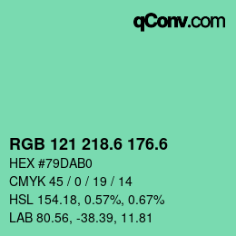 カラーコード: RGB 121 218.6 176.6 | qconv.com