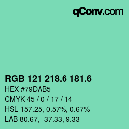 カラーコード: RGB 121 218.6 181.6 | qconv.com