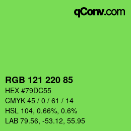 Color code: RGB 121 220 85 | qconv.com