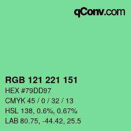 Color code: RGB 121 221 151 | qconv.com