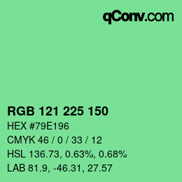 Color code: RGB 121 225 150 | qconv.com