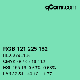カラーコード: RGB 121 225 182 | qconv.com