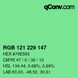 Color code: RGB 121 229 147 | qconv.com