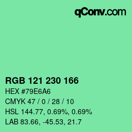 Color code: RGB 121 230 166 | qconv.com