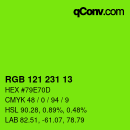 Color code: RGB 121 231 13 | qconv.com