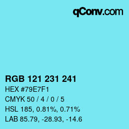 Código de color: RGB 121 231 241 | qconv.com