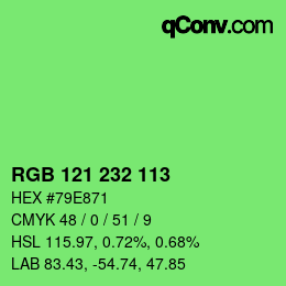 Color code: RGB 121 232 113 | qconv.com