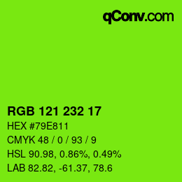 Color code: RGB 121 232 17 | qconv.com