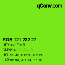 Color code: RGB 121 232 27 | qconv.com
