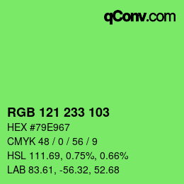 カラーコード: RGB 121 233 103 | qconv.com