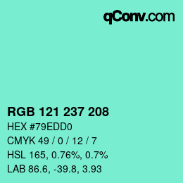 Color code: RGB 121 237 208 | qconv.com
